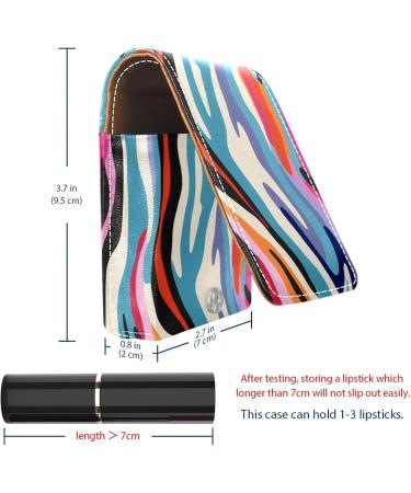 Travel Lipstick Organizer Case | Portable Makeup Bag with Mirror | Colorful Zebra Texture Art Pattern - Shop Now - Buy Online on GoSupps.com