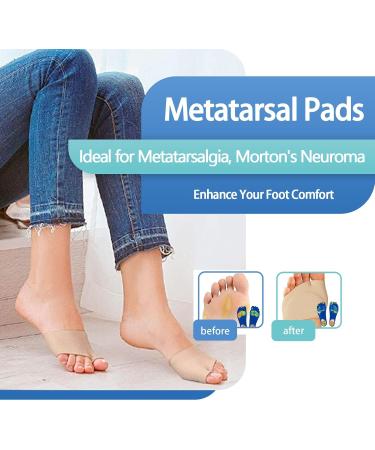 Metatarsal Pads for Men & Women | Gel Cushions for Foot Pain Relief - Ideal for Metatarsalgia & Morton s Neuroma - Comfortable Fabric Sleeves - Beige - Buy Online on GoSupps.com