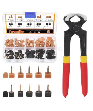 Tanstic 30 Pairs Women's High Heel Shoes Replacement Tips Pin with 6" Heel Pliers 9x9mm 9x10mm 10x10mm 10x11mm 10.5x12.5mm Black Beige High Heel Shoe Tips - 2.4mm/0.09 Pin Diameter 30 Pairs Tips + Heel Pliers