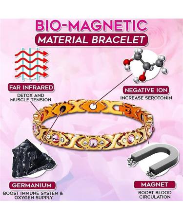 Magnetic Lymph Detox Bracelet Ladies Energy Health Bracelets for Hot Flashes Arthritis Pain Relief Slimming Sleepless Real Crystal Blood Sugar Control Ring Gifts Women Girls (Silver + Gold) - Buy Online on GoSupps.com