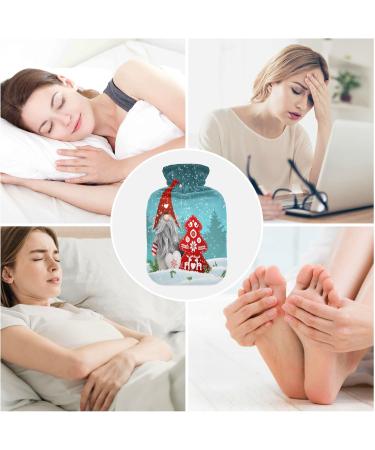 Santa Claus Dwarf Hot Water Bottle with Cover - 1L Heating Bottle for Pain Relief & Cramps | Cozy Snowflake Design - Buy Online on GoSupps.com