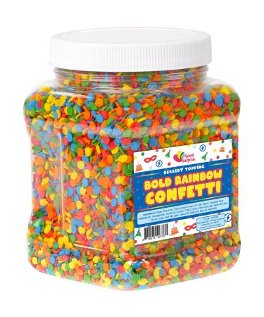 Rainbow Confetti Sprinkles - Bulk - Primary Colored Sprinkles - Edible Confetti - Confetti Toppings - 1.2 Pounds Primary Colored Confetti Sprinkles