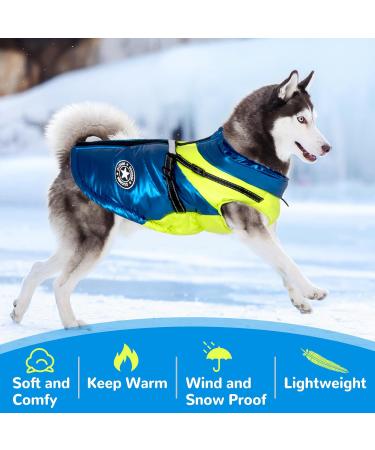 Dog Winter Jacket Vest Pet Waterproof Padded Dog Clothes with D-ring Chest Strap Reflective Adjustable Puppy Coat Warm Dog Coats Vest Dog Clothes with Harness for Small Medium Dogs M Blue - Buy Online on GoSupps.com