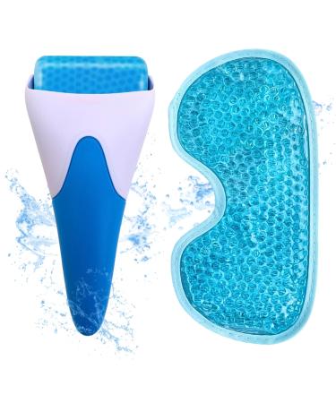 KSLUX Set Facial Roller Ice and Cold Gel Eye Mask Ice Roller Face and Eye Cold Gel Mask Dark Circles Bags Wrinkle Migraines