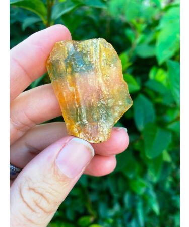 Crystal Natural Yellow Amber Calcite Rough Crystal Stone Collection Rough Rock Specimen Home Decor (Size : 40-50g)