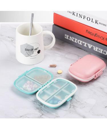 TEOYALL 2 PCS Travel Pill Organizer - 8 Compartment Portable Pill Box for Daily Medicine - Blue/Pink - Buy Online on GoSupps.com