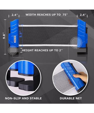 XGEAR Anywhere Ping Pong Set - Retractable Net Post, 2 Paddles, 3 Balls - Attach to Any Table Surface - Lake Blue - Buy Online on GoSupps.com
