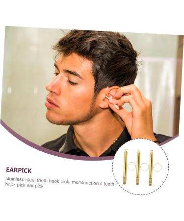 PACKOVE 3pcs Professional Brass Ear Cleaning Tools Kit Earwax Removal Tools for Wax Removal and Canal Massage Yellow - Buy Online on GoSupps.com