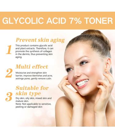 Glycolic Acid 7% Exfoliating Toner 7% Glycolic Acid Toner for Acne Prone Skin Glycolic Acid 7% Toning Solution for Blemishes and Acne Face Toner for Oily Skin Hydrating Toner Minimises Pores - Buy Online on GoSupps.com