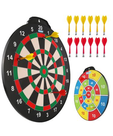 18 inch Magnetic Dart Board Set for Kids, Indoor Outdoor Game Dart Game with 12 Darts, Dartboard Toys Gifts for 6 7 8 9 10 11 12 Year Old Boys