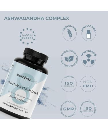 Bamboo Labs - Ashwagandha avec Extrait Sec de Withania Somnifera Favorise l'Apparition du Sommeil le Bien- tre Intellectuel et Physique 180 G lules d'Aswaghanda Pendant 6 Mois. - Buy Online on GoSupps.com