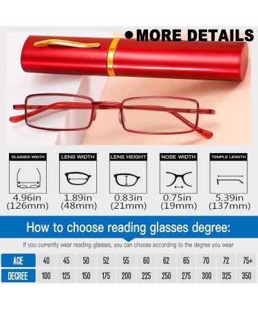 Compact Anti Blue Light Reading Glasses - 2 Pairs Red 1.5x | Portable Slim Pocket Readers with Clip Tube Case - Shop Internationally - Buy Online on GoSupps.com