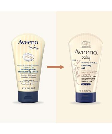 Aveeno Baby Soothing Hydration Creamy Body Oil for Dry/Sensitive Skin, 5 oz - Non Greasy, Oat Oil & Vitamin E, Paraben/Phthalate/Fragrance/Steroid Free - Buy Online on GoSupps.com