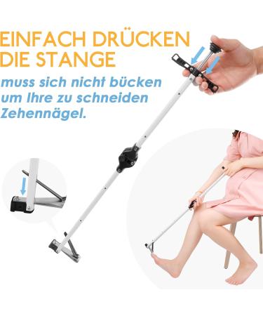 Long-Stem Nail Clipper with Magnifying Glass | Easy Cutting for Seniors Pregnant and Overweight | 80cm Reach for Comfort - Buy Online on GoSupps.com