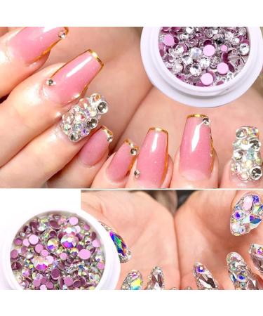 1500PCS Nail Art Rhinestones & 230PCS Pearls Kit - Flat Back Gems in 6 Sizes with Picker Pen & Tweezer - White/WhiteAB Gold Flat - Nail Dimonties for Nails - Buy Online on GoSupps.com