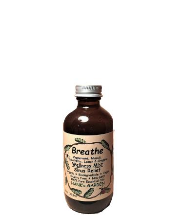 Breathe Aromatherapy Sinus Relief Spray Mist - Peppermint Niaouli Eucalyptus Lemon & Oregano 100% Pure Essential Oils - Vegan - Organic - Non GMO - Cruelty Free (4 oz / 118.3 ml Refill)