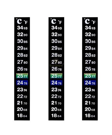 SunGrow Betta Stick-on Sticker Thermometers, Green & Blue Temperature Indicator 3 Pieces