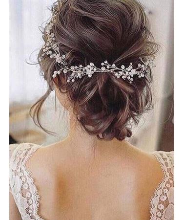Handcess Bridal Wedding Crystal Hair Vine - Pearl Silver Headpiece & Rhinestone Hair Accessories for Women & Girls (Gold) - Buy Online on GoSupps.com