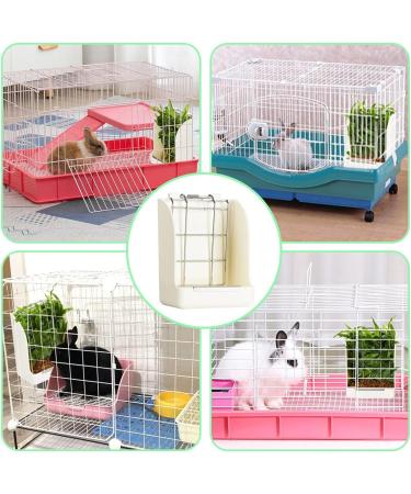 Kikuo Rabbit Hay Rack Feeder (Metal Grid & Plastic) Small Animals Supplies Feeding Bowl Pet Essential - Food Rack Bowl Manger for Guinea Pig/Chinchilla/Hamsters - White - Buy Online on GoSupps.com