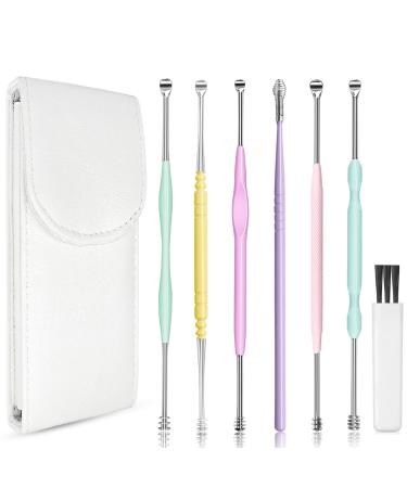 Gemice Ear Pick Earwax Removal Kit  Ear Cleansing Tool Set  Ear Curette Ear Wax Remover Tool with Cleaning Brush and Storage Box (6 Pcs)