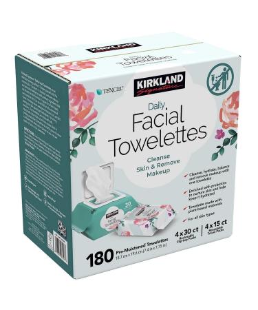Kirkland Daily Facial Towelettes 180 CT - Hypoallergenic & Alcohol-Free | 8 Packs | Pre-Moistened & Travel-Friendly - Buy Online on GoSupps.com