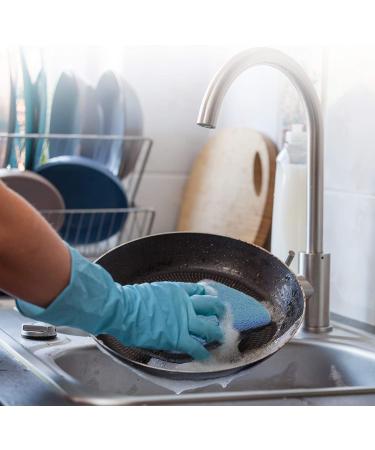 Scrubit Multi-Purpose Non-Scratch Microfiber Scrub Sponges - Small 6 Pack, Gray & Blue - Ideal for Effortless Cleaning of Dishes, Pots, and Pans - Buy Online on GoSupps.com