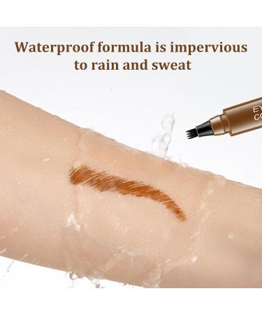Liquid Eyebrow Pencil Brow Pencil with Fork Tip 4 Point Waterproof Eyebrow Pencil No Smudge Liquid Brow Quick Dry EyeLiner for Long Lasting Dark Brown - Buy Online on GoSupps.com