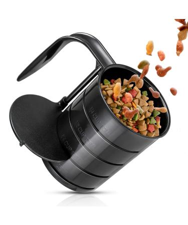 Pet Food Scoop, Dog Food Cups, Plastic Food Scoop with Measuring Lines, (Includes 1 C, 3/4 C, 1/2 C, 1/4 C), Pet Food Measuring Cups for Dog, Cat or Bird Food, Injection Molded and Dishwasher Safe Black - Buy Online on GoSupps.com