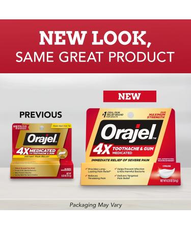 Orajel 4X for Toothache & Gum Pain: Severe Cream Tube 0.33oz- from Oral Pain Relief Brand & Toothache Rinse Analgesic Astringent Soothing Mint 16 fl oz - Buy Online on GoSupps.com