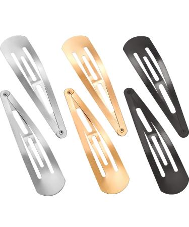 30 Pieces 3.1 Inch Large Metal Snap Hair Clips No Slip Hair Barrettes Girls Women Hair Accessories (Gold  Silver  Black)