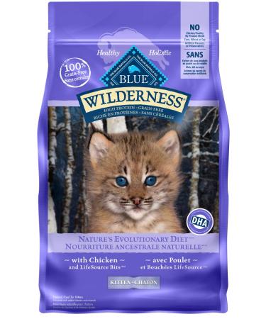 Blue Buffalo Wilderness High Protein Grain Free Natural Kitten Dry Cat Food Chicken 2.2kg bag - Medium Bag kibble Small Bag Kitten