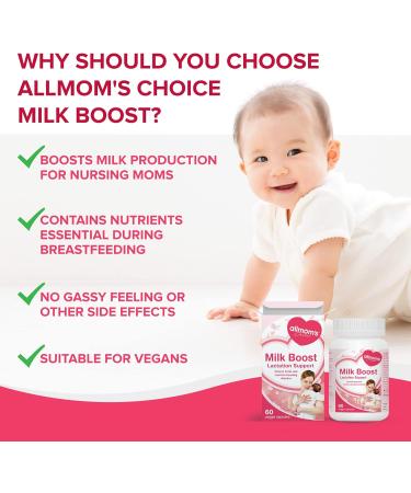 Lactation Supplement for Increased Breast Milk with Fenugreek Fennel and Essential Nutrients Safe for Breastfeeding Mom and Baby - 30 Days Supply - Allmom's Choice - Buy Online on GoSupps.com