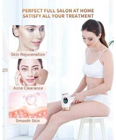Pain-Free Laser Hair Removal Device - 9 Energy Levels 3 Functions 999 900 Light Impulses - Perfect for Women Armpits Legs & Body - Buy Online on GoSupps.com