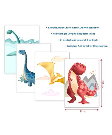 Dino Poster Set for Children's Rooms | Dinosaur Murals for Boys & Girls | Baby Room Decoration | A4 Size | Perfect for Baby Showers - Buy Online on GoSupps.com