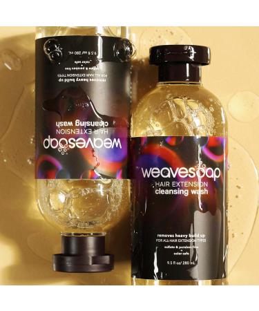 WEAVESOAP Hair Extension Cleansing Wash - 9.5 oz Clarifying Shampoo for Natural & Synthetic Hair Extensions Wigs & Weaves | Paraben & Sulfate Free - Buy Online on GoSupps.com