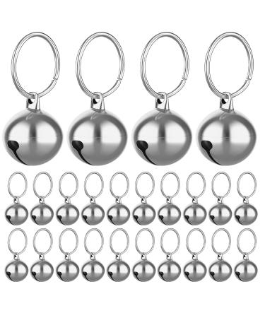 Molain 24 pieces of cat bells with key ring dog collar bells training bells collar pendant pet accessories festival party diy small bells silver
