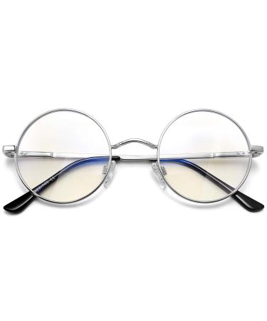 Joopin blue light filter glasses men round glasses computer glasses bluuna filter gaming glasses bluelight filter pc glasses with metal frame A22-Sliber transparent anti-blue light like the pictures