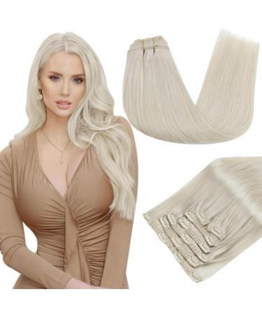 Runature blond real hair clip in extensions white blond straight hair extreme clip in remy hair extensions clip in long real hair blond 55cm 22 inch 120g #800 55cm-7PCs #800