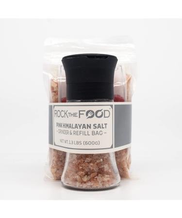 Rock The Food | Pink Himalayan Coarse Salt for Grinder Refill 1.10 LB bag | Free Grinder!