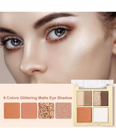 Natural Eyeshadow Palette Waterproof Matte Shimmer Glitter 6 Colors Eye Shadow Palette for Valentine Lover Goforwealth B - Buy Online on GoSupps.com