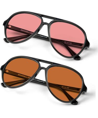 FL-41 Rose & FL-60 Brown Amber Tinted Blue Light Aviator Glasses | Relief for Migraines Light Sensitivity & Screen Glare - Buy Online on GoSupps.com