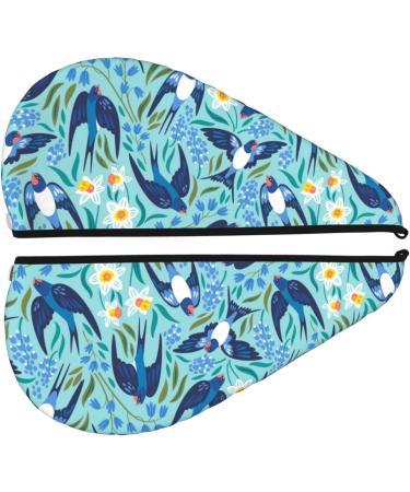 Soft Microfiber Hair Towel Wrap for Women | Flying Swallows & Spring Flowers | Quick Dry Super Absorbent | Ideal for Long Curly Short & Thick Hair - Buy Online on GoSupps.com