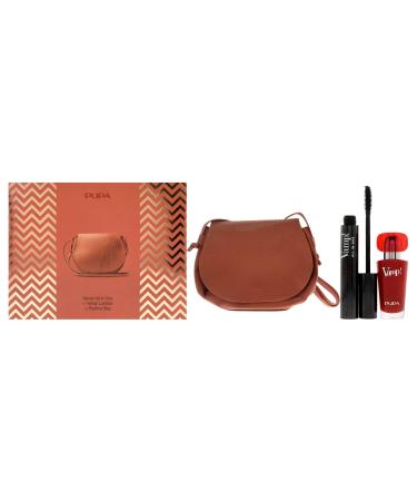 Pupa Milano Vamp! All In One and Vamp Lipstick Kit For Women 3 Pc 0.30oz 011 Sexy Black 0.123oz 301 Intense Red Postina Bag