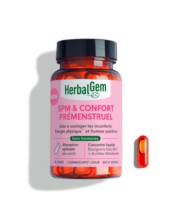 HERBALGEM - GEMMOCAPS SPM & Confort Pr menstruel Compl ment Sans Hormones Soulage Inconforts & quilibre Humeur - 30 Capsules Bio Capsules Spm + Pr menstruel