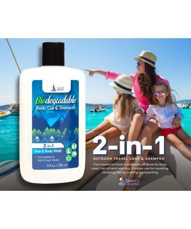 Organic Biodegradable Shampoo & Body Wash Bundle - 8 oz Bottles for Fresh & Salt Water - No Dyes or Fragrances - Travel Size - Buy Online on GoSupps.com
