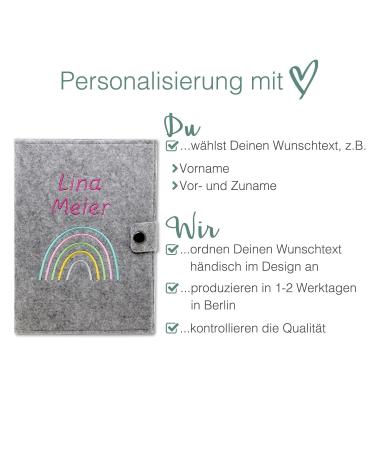 Personalized Rainbow Pastel Motherpass Cover | Felt Made in Germany | Insured Card & Ultrasound Pockets | Unique Gift for Expecting Moms - Buy Online on GoSupps.com