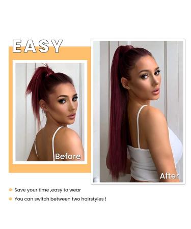 MEIRIYFA Red Ponytail Extension - Long Straight Drawstring 63 cm Ponytail for Women | Shop Now! - Buy Online on GoSupps.com