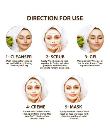 Wine Mini Facial Kit | 5-Step Skin Glowing Treatment | Ultimate Glow to Remove Wrinkles & Dark Spots | Restore Skin Nutrients | Reduce Pigmentation | For Women | 100g | International Shipping Available - Buy Online on GoSupps.com