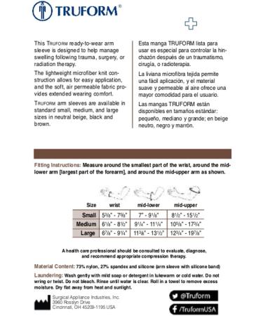 Truform Lymphedema Compression Arm Sleeve 20-30 mmHg Post Mastectomy Support Black Small - Buy Online on GoSupps.com