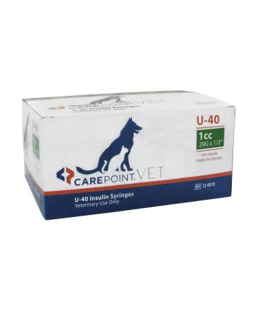 CarePoint VET U-40 Pet Insulin Syringe 1cc  29G x 1/2  100/Box 12-4910